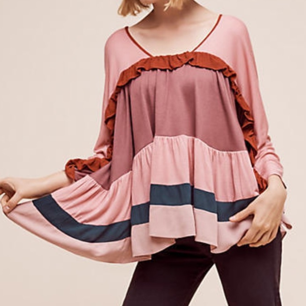 Anthropologie Meadow Rue Colorblock Top